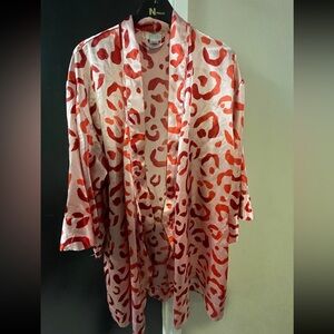 LA SENZA Y2K light pink/red silky lingerie robe